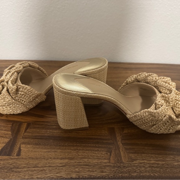 ANTONIO MELANI Beige Ruffle Block Heels - Picture 2 of 4